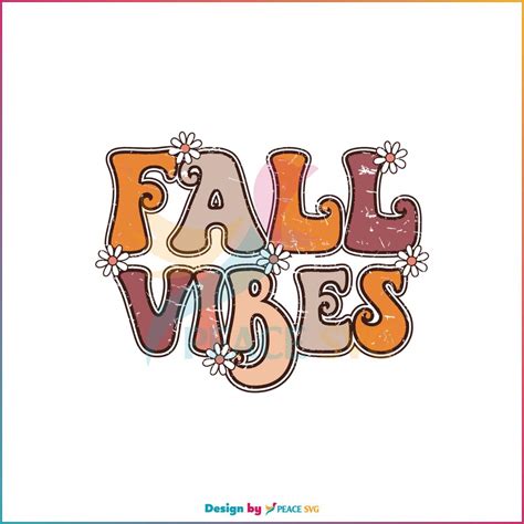 Retro Groovy Floral Fall Vibes Svg Pumpkin Season Svg File Peacesvg