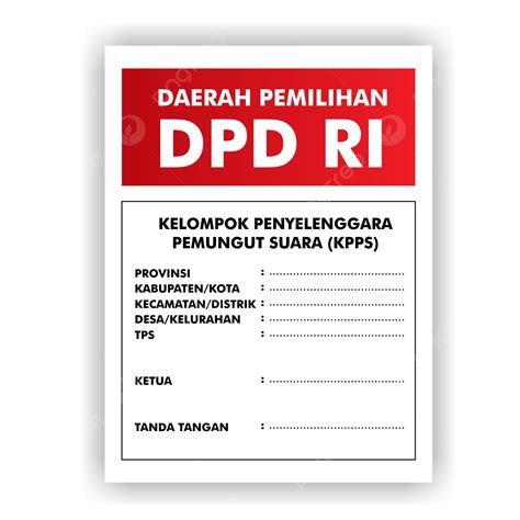 Schede Elettorali Dpd Ri Indonesia Vettore Dpd Ri Kpu Elezioni Png E