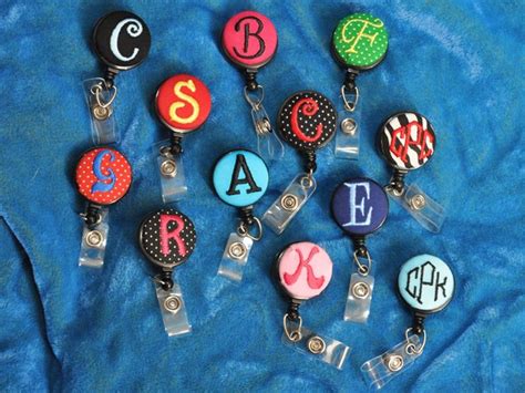 Personalized Monogrammed Badge Reels Badge Reel Badge Retractable Badge Reel