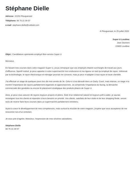 Exemple Lettre De Motivation Employé De Rayon Divers Exemples