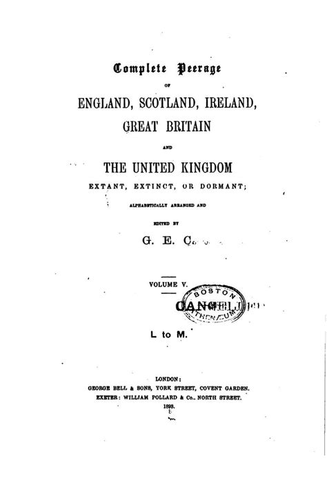 Complete peerage of England, Scotland, Ireland, Great Britain and the ...