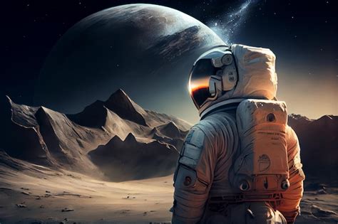 Premium AI Image Astronaut Walk On The Surface Of Another Planet Moon