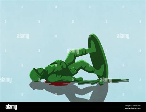 Bloody Toy Soldier Toppled Over Stock Photo Alamy