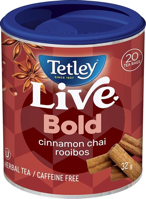 Tetley Live Bold Rooibos Chai Herbal Tea 20 Tea Bags 40 G Amazon Ca Grocery And Gourmet