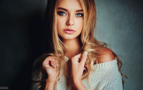 Evgeny Freyer Women Simple Background Blonde Portrait Face Hd