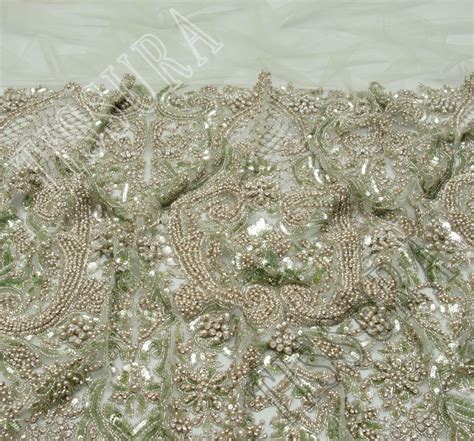 Embroidered Beaded Tulle Fabric Exclusive Fabrics From India Sku