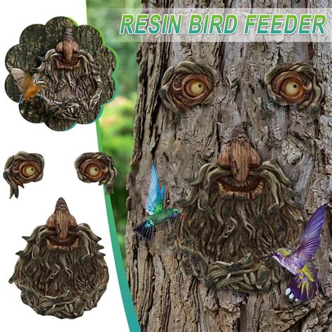 Tree Face Decor Bird Feeder Outdooreyes Glow In Dark Fun Old Man Tree