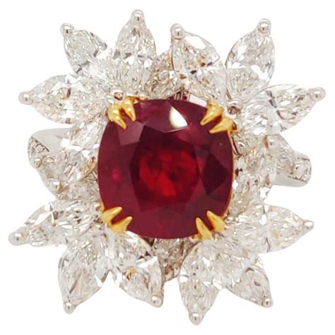 Carat Natural Burma Mogok No Heat Vivid Red Grs Cushion Ruby Ring