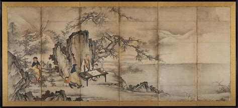 The Four Accomplishments Painting By Attributed To Kano Shoei Shou Ye