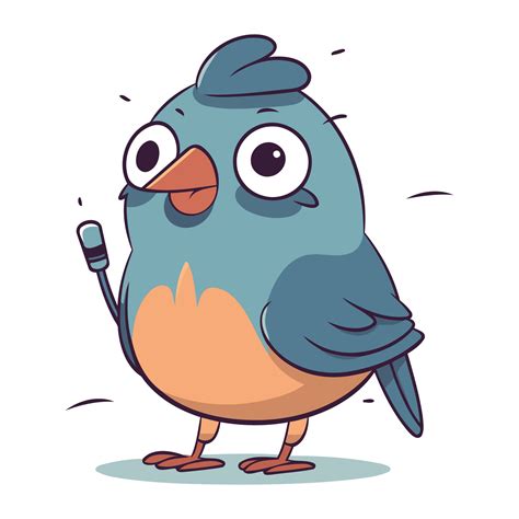 Vector Illustration Of Cute Cartoon Blue Bird Character With Electric