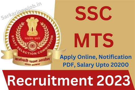 SSC MTS Recruitment 2023 Apply Online Notification PDF Salary Upto