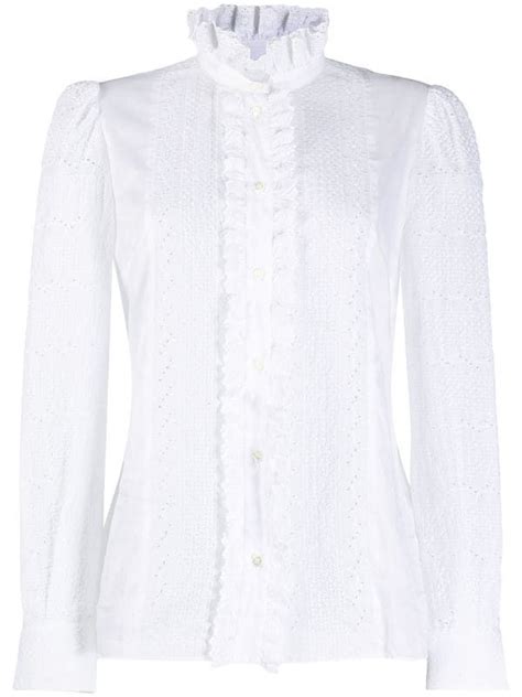 Dolce Gabbana Ruched Details Broderie Anglaise Shirt Farfetch