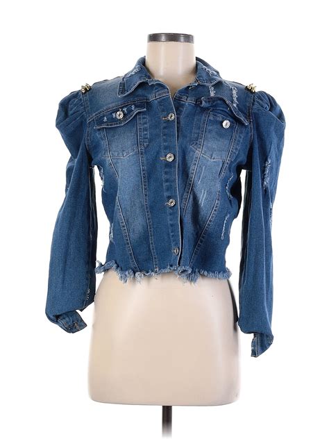 Denimland Solid Blue Denim Jacket Size M 35 Off Thredup