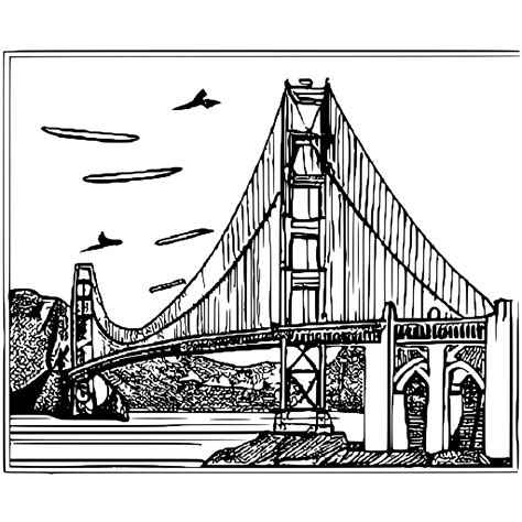 Golden Gate Bridge Coloring Page · Creative Fabrica