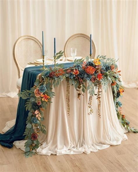 9ft Head Table Flower Garland In Sunset Terracotta Artofit