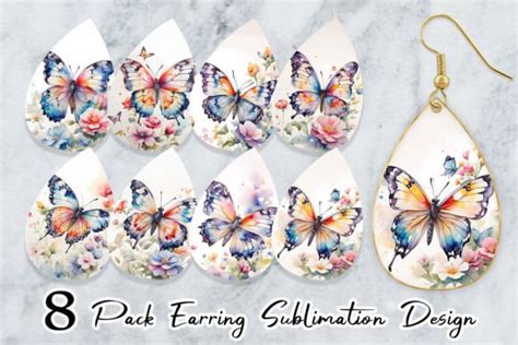 Earring Watercolor Butterfly Graphic By Artnoy · Creative Fabrica