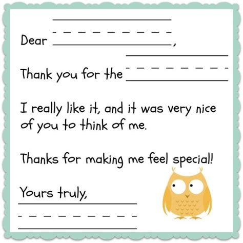 Thank You Note Template For Kids Free Inner Child Fun Printable