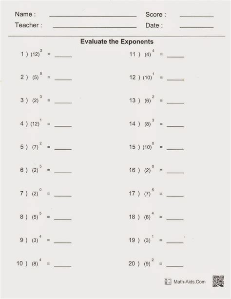 Exponent Practice Questions