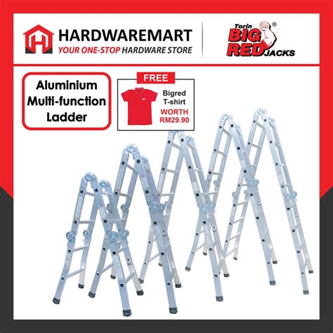 BIGRED Aluminium Heavy Duty Multi Purpose Ladder 8 10 12 14 16 Steps