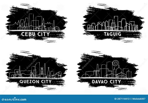 Quezon City Philippines Skyline In Paper Cut Style With White Buildings