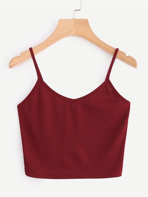 Rib Knit Crop Cami Top SHEIN USA