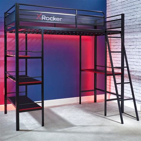 X Rocker Fortress Gaming High Sleeper Bunk Bed With Shelves And Desk Dunelm