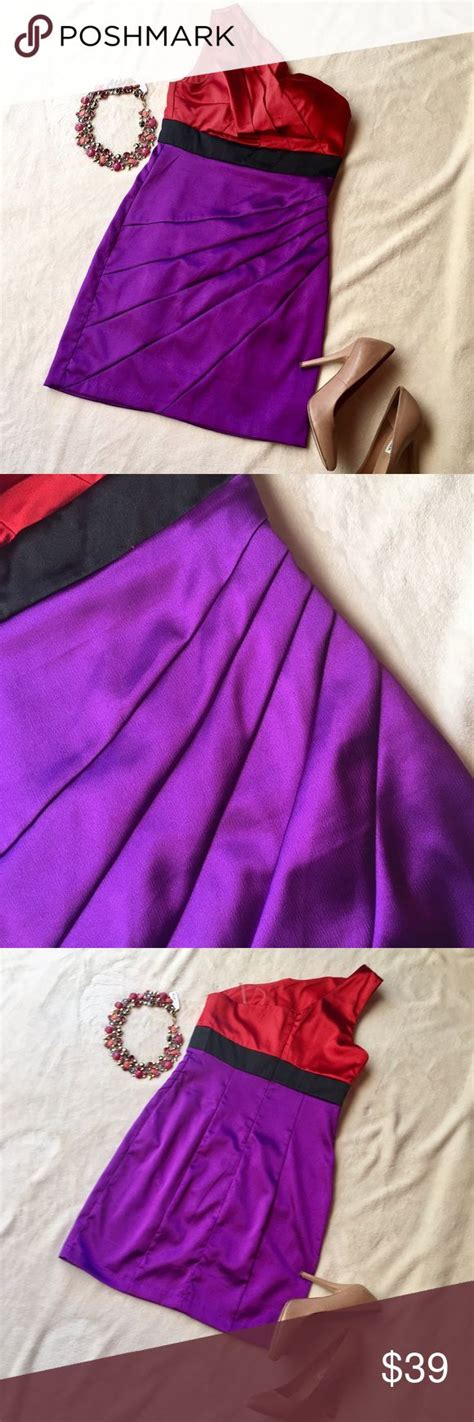 Purple And Red Ruched One Shoulder Dress