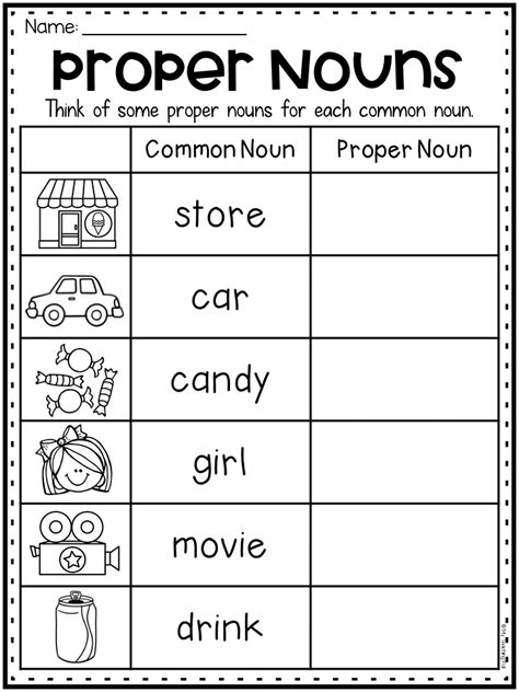 Common And Proper Nouns Worksheet For Class