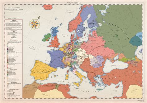 Europe 1600 Historical Map Etsy