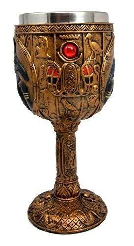 This Golden Hieroglyphic Egyptian Wine Goblet Is Made Of Fine Polyresin