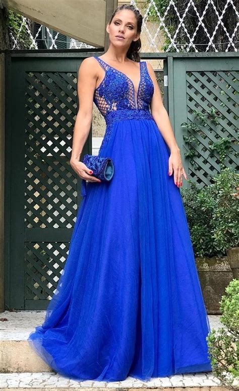 Vestidos Azul Royal Blue Dresses Formal Dresses Long Vestidos Plus