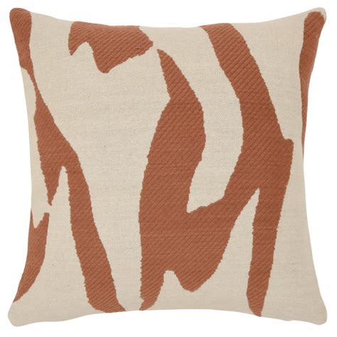 Housse De Coussin En Coton Biologique Tiss Jacquard Motifs Marron Et