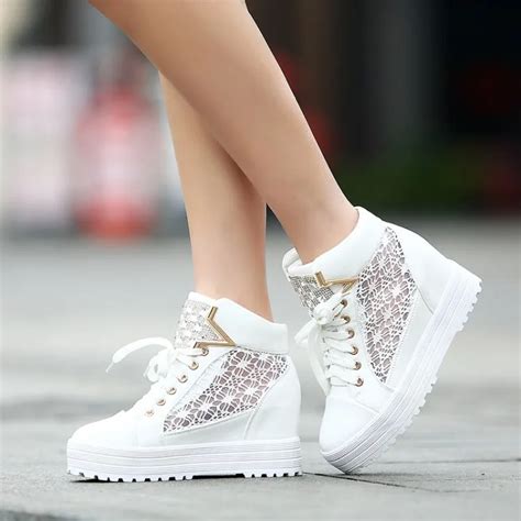 Fashion Women S Pu Leather Hidden Wedge High Top Sneakers Ankle Boots