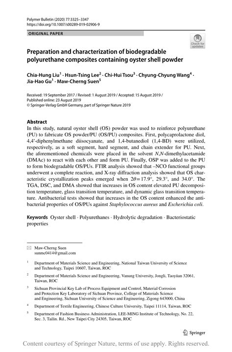 Preparation And Characterization Of Biodegradable Polyurethane