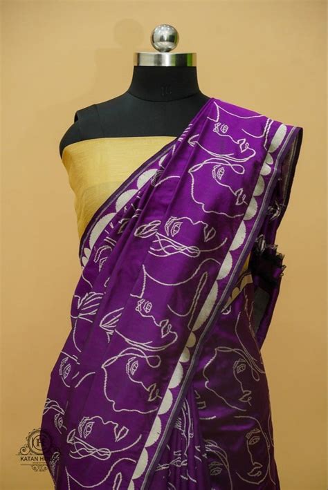 Party Wear Magenta Pure Handloom Katan Silk Saree M Separate