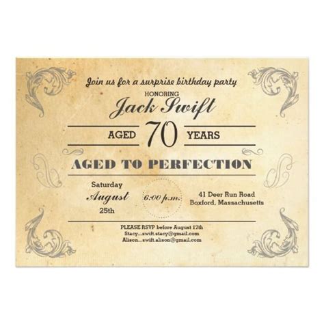 Aged To Perfection Birthday Any Age Vintage Mens Invitation 50th Birthday