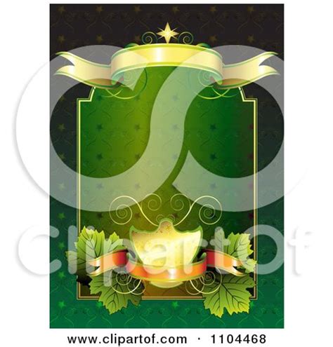 Clipart Green And Gold Frame With Banners And Leaves - Royalty Free ...