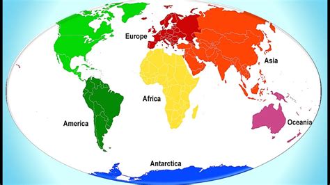 Mapa Continentes Ingles Estudiar