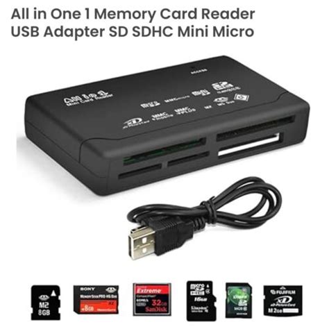 All In One 1 Memory Card Reader Usb Adapter Sd Sdhc Mini Micro M2 Mmc Xd Cf Ms Ebay