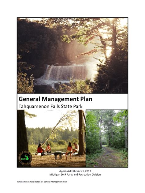 Fillable Online Tahquamenon Falls State Park Management Plan