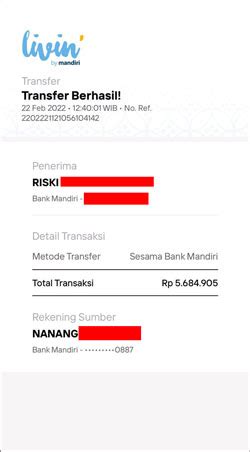 Bukti Transfer Bank Mandiri Homecare