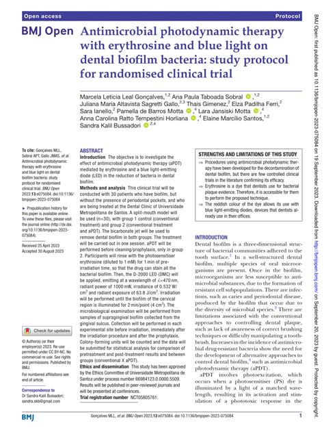 Pdf Antimicrobial Photodynamic Therapy With Erythrosine And Blue Light On Dental Biofilm