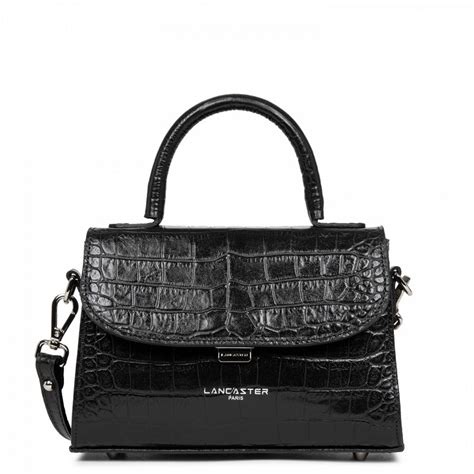 Lancaster Exotic Croco Small Black Handbag