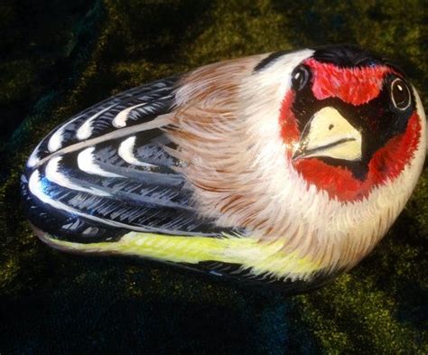 Hand Painted Rock Bird Goldfinch By Cobblecreatures On Etsy 10 00