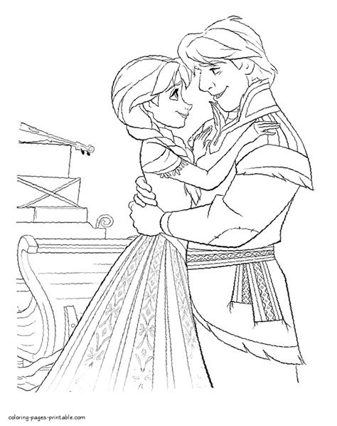 Frozen Coloring Pages Anna And Kristoff Wedding