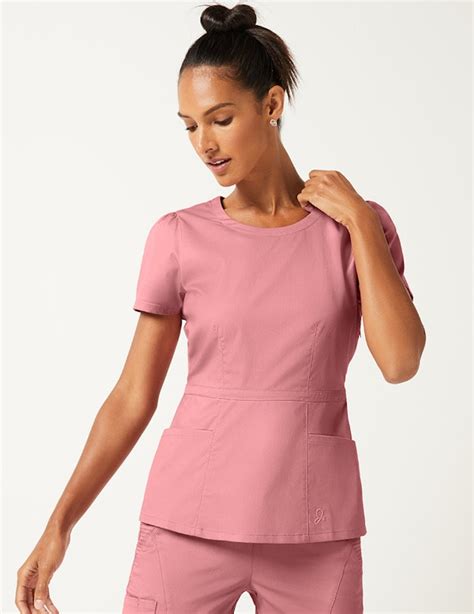 Peplum Top In Dusty Rose Medical Scrubs By Jaanuu