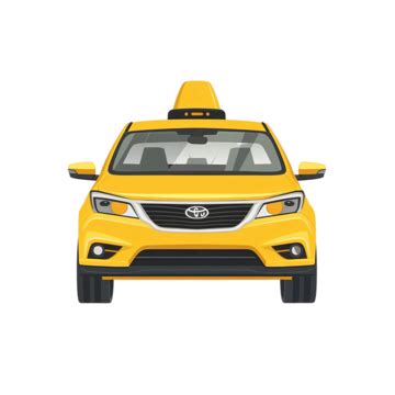 Yellow Taxi Car Front View In Flat Style Taxi Car Cab Png