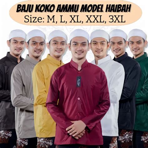 Jual Baju Koko Pria Haibah Model Ammu Koko Dewasa Merk An Nur Polos