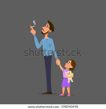 Bad Dad Smokes Near His Daughter Stock Vector 598940639 - Shutterstock