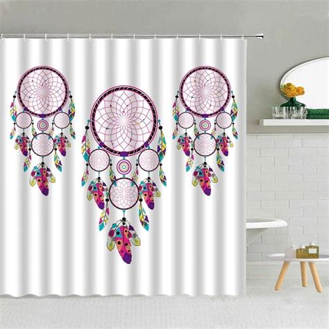 Dream Bird Feather Pattern Shower Curtain Bohemia Mandala Bath Screen